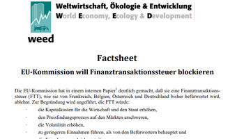 Link zum Factsheet EU will Finanztransaktionssteuer blockieren