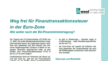 Link zu Infoblatt Weg frei für Finanztransaktionssteuer in der Euro-Zone
