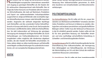 Link zum Briefing Rohstoffpolitik für Abgeordnete des europäischen Parlaments