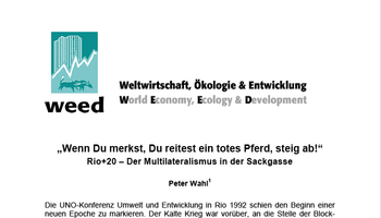 Link zum Factsheet Rio+20 – Der Multilateralismus in der Sackgasse