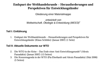 Link zur Materialsammlung Endspurt der Welthandelsrunde