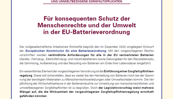 Link zum Positionspapier des AK Rohstoffe zur Batterieverordnung