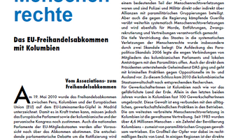 Link zu Infoblatt Geschäftsinteressen vor Menschenrechte - Kolumbien