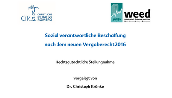 Link zum Gutachten zur sozial verantwortlichen Beschaffung nach Vergaberecht 2016