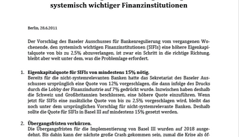 Link zur Stellungnahme zur Regulierung systemisch wichtiger Finanzinstitutionen