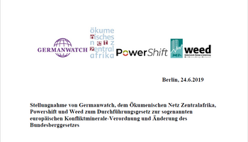 Link zur NGO Stellungnahme zur europäischen Konfliktminerale-Verordnung