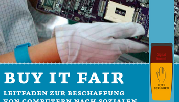 Link zum Leitfaden Buy it fair - Leitfaden zur sozial-ökologischen Beschaffung von Computern